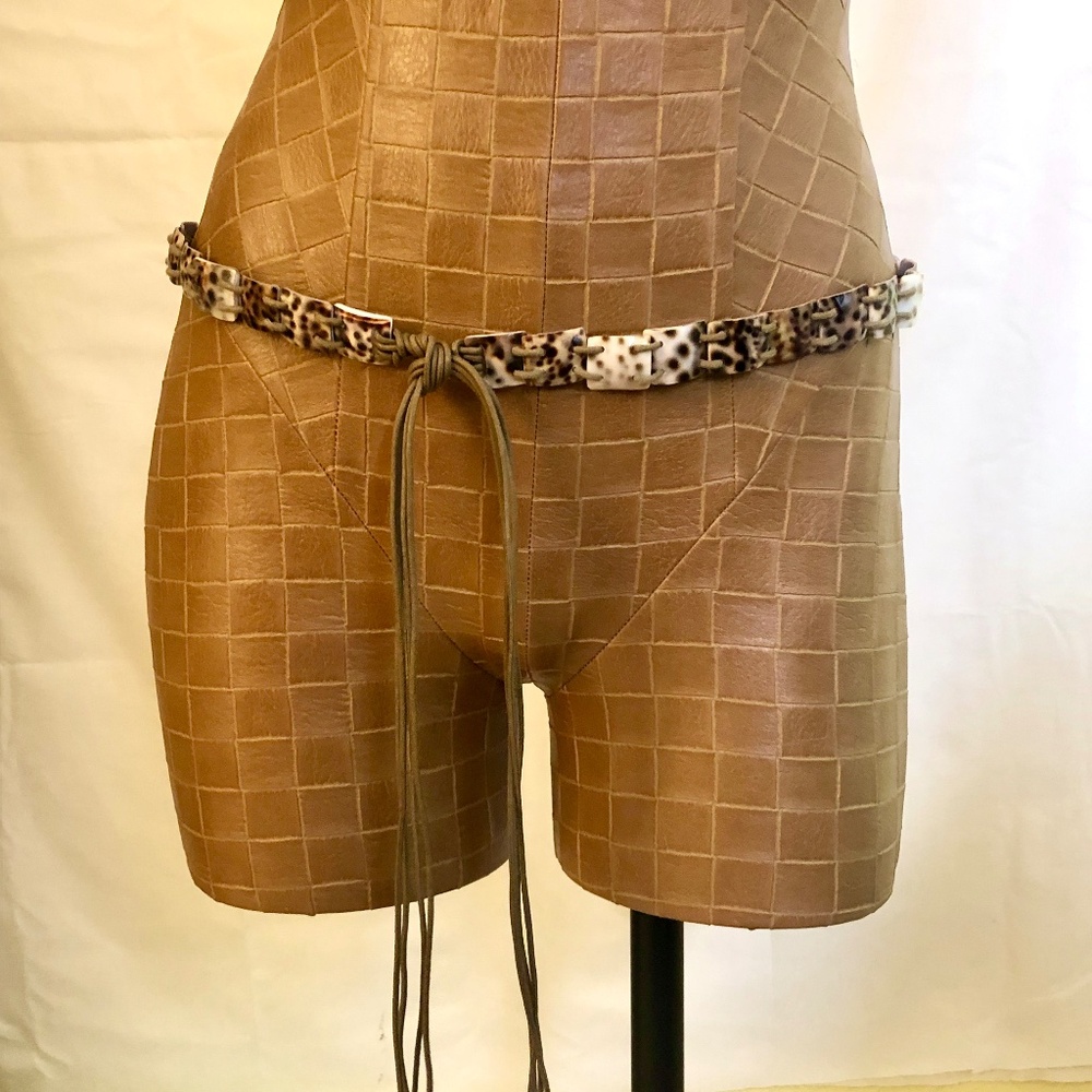 Tortuous Shell & Leather Belt/Necklace